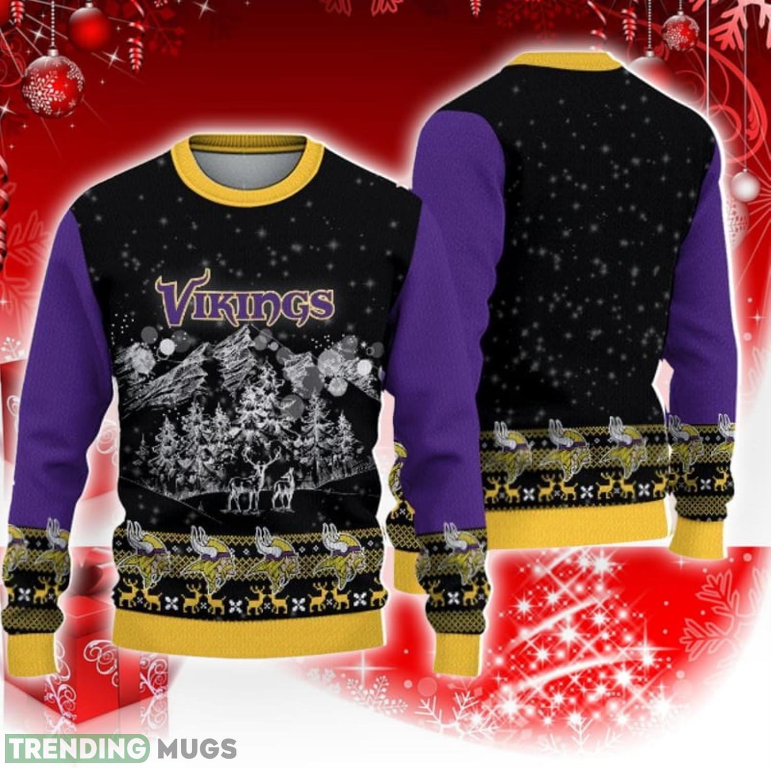 Minnesota Vikings Christmas Mountain Pattern 3D Sweater Christmas Gift Product Photo 1 Minnesota Vikings Christmas Mountain Pattern 3D Sweater Christmas Gift Product Photo 1