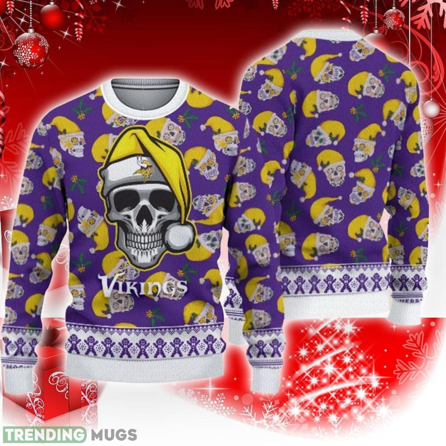 Minnesota Vikings Christmas Skull Pattern Pattern 3D Sweater Christmas Gift Product Photo 1 Minnesota Vikings Christmas Skull Pattern Pattern 3D Sweater Christmas Gift Product Photo 1