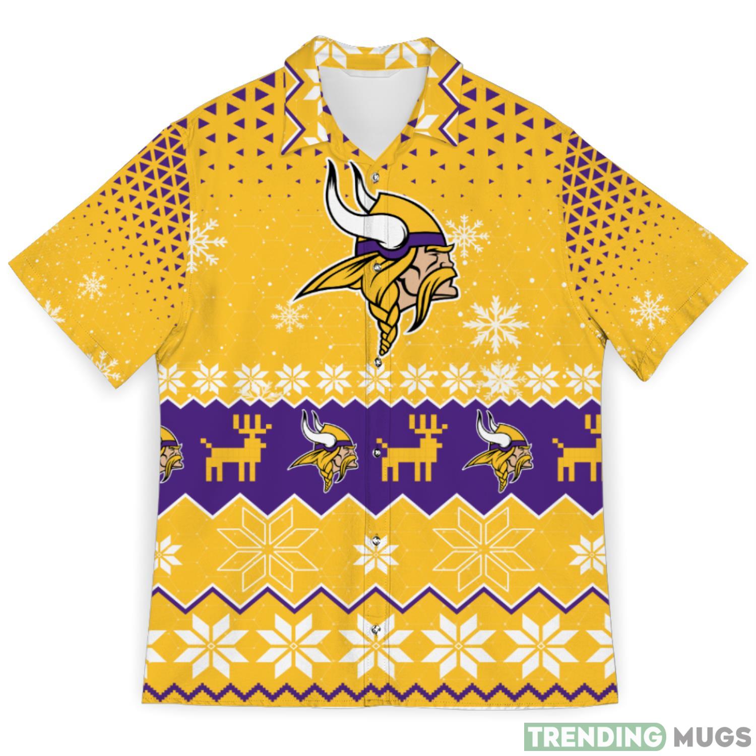 Minnesota Vikings Snowflake Pattern 3D Hawaiian Shirt Christmas Gift Product Photo 1 Minnesota Vikings Snowflake Pattern 3D Hawaiian Shirt Christmas Gift Product Photo 1