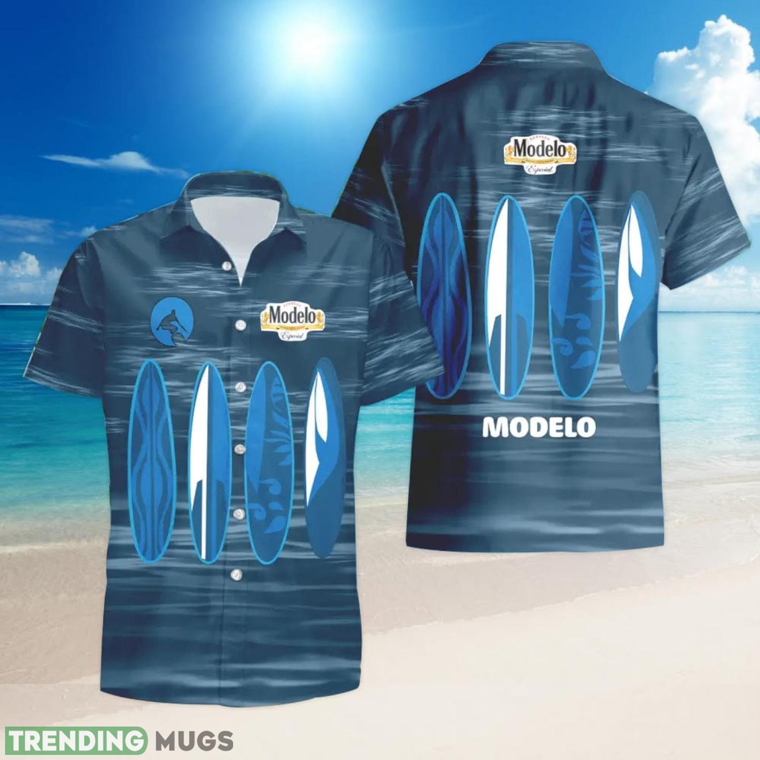 Modelo Beer Surfboard Funny Summer Beach Hawaiian Shirt And Shorts Product Photo 1 Modelo Beer Surfboard Funny Summer Beach Hawaiian Shirt And Shorts Product Photo 1