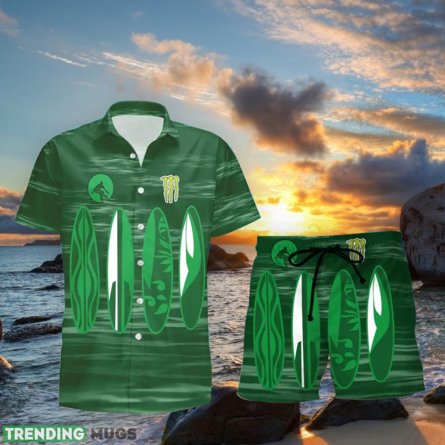 Monster Energy Surfboard Funny Summer Beach Hawaiian Shirt And Shorts Product Photo 1 Monster Energy Surfboard Funny Summer Beach Hawaiian Shirt And Shorts Product Photo 1