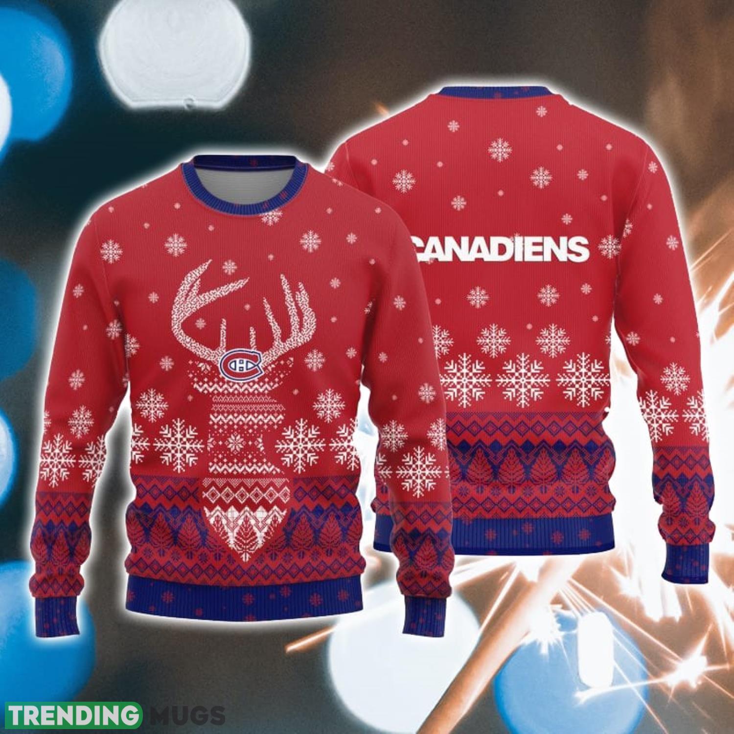 Montreal Canadiens Christmas Reindeer Ugly Christmas Sweater Product Photo 1