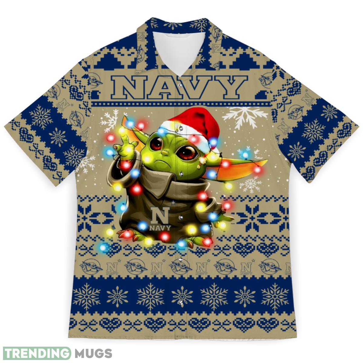 Navy Midshipmen Baby Yoda Star Wars Sports Football Ugly Christmas Sweater Pattern 3D Hawaiian Shirt Christmas Gift Product Photo 1 Navy Midshipmen Baby Yoda Star Wars Sports Football Ugly Christmas Sweater Pattern 3D Hawaiian Shirt Christmas Gift Product Photo 1