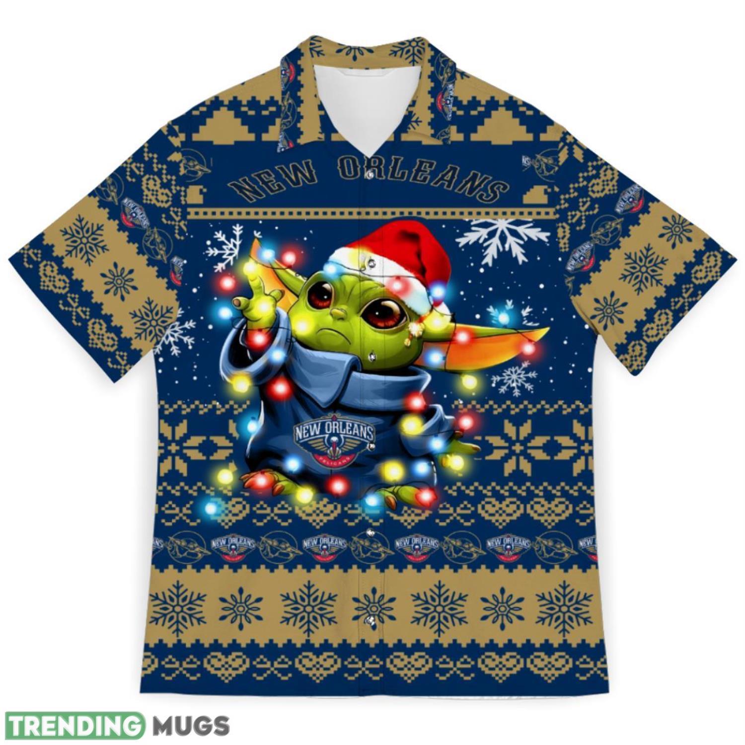 New Orlean Pelicans Baby Yoda Star Wars Sports Football Christmas Pattern 3D Hawaiian Shirt Christmas Gift Product Photo 1 New Orlean Pelicans Baby Yoda Star Wars Sports Football Christmas Pattern 3D Hawaiian Shirt Christmas Gift Product Photo 1