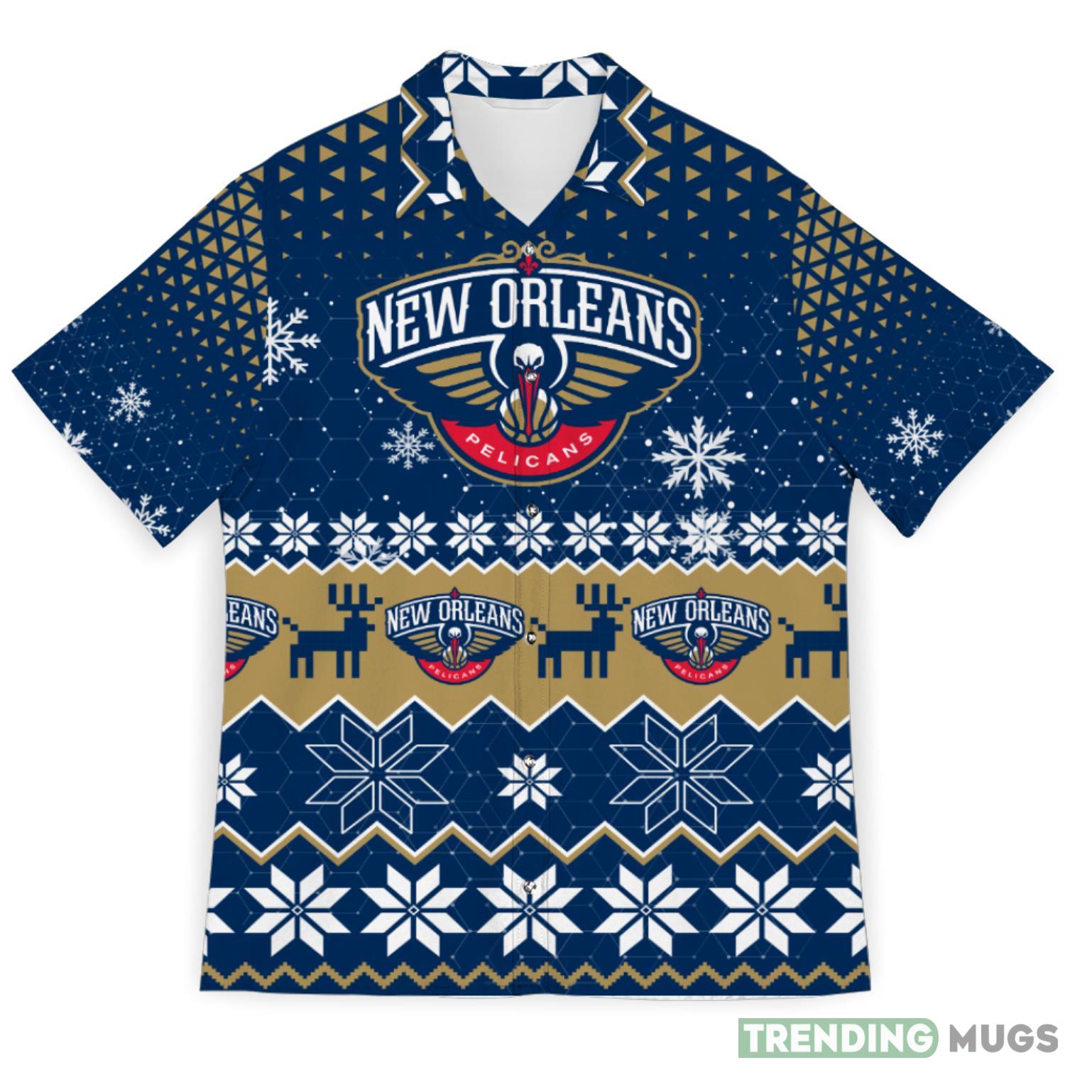 New Orlean Pelicans Snowflake Pattern 3D Hawaiian Shirt Christmas Gift Product Photo 1 New Orlean Pelicans Snowflake Pattern 3D Hawaiian Shirt Christmas Gift Product Photo 1