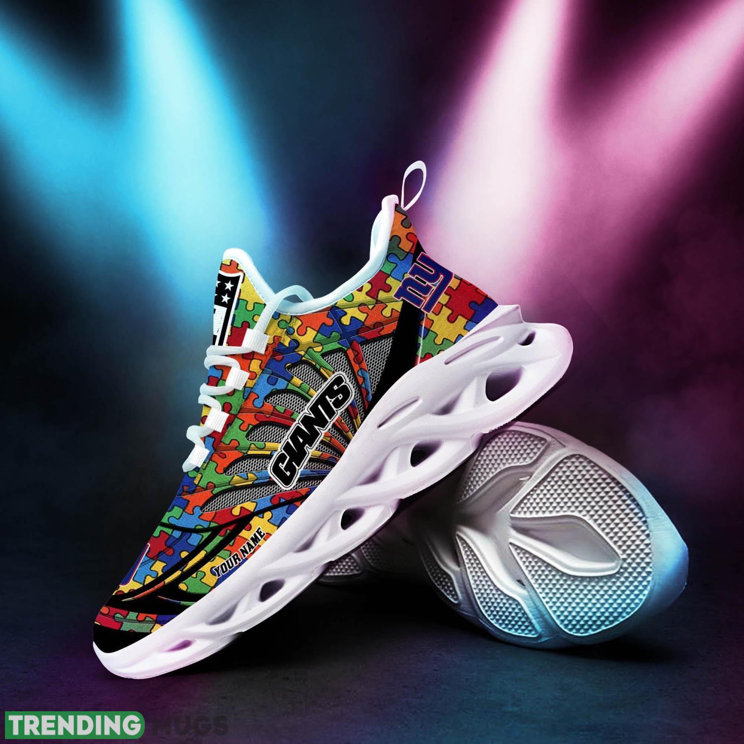 New York Giants Autism NFL Personalized Name Max Soul Shoes Max Soul New York Giants Autism NFL Personalized Name Max Soul Shoes Max Soul