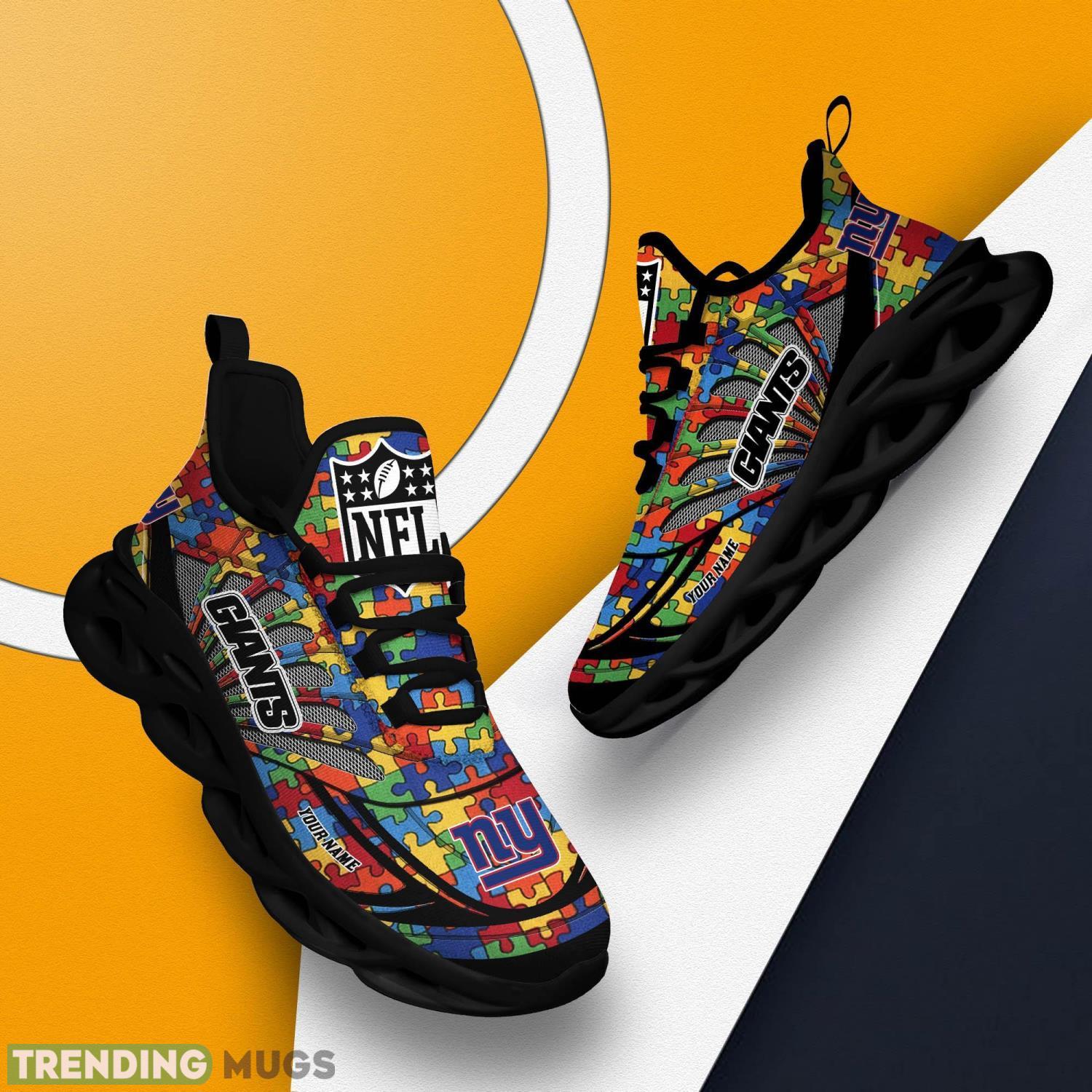 New York Giants Autism NFL Personalized Name Max Soul Shoes Max Soul New York Giants Autism NFL Personalized Name Max Soul Shoes Max Soul
