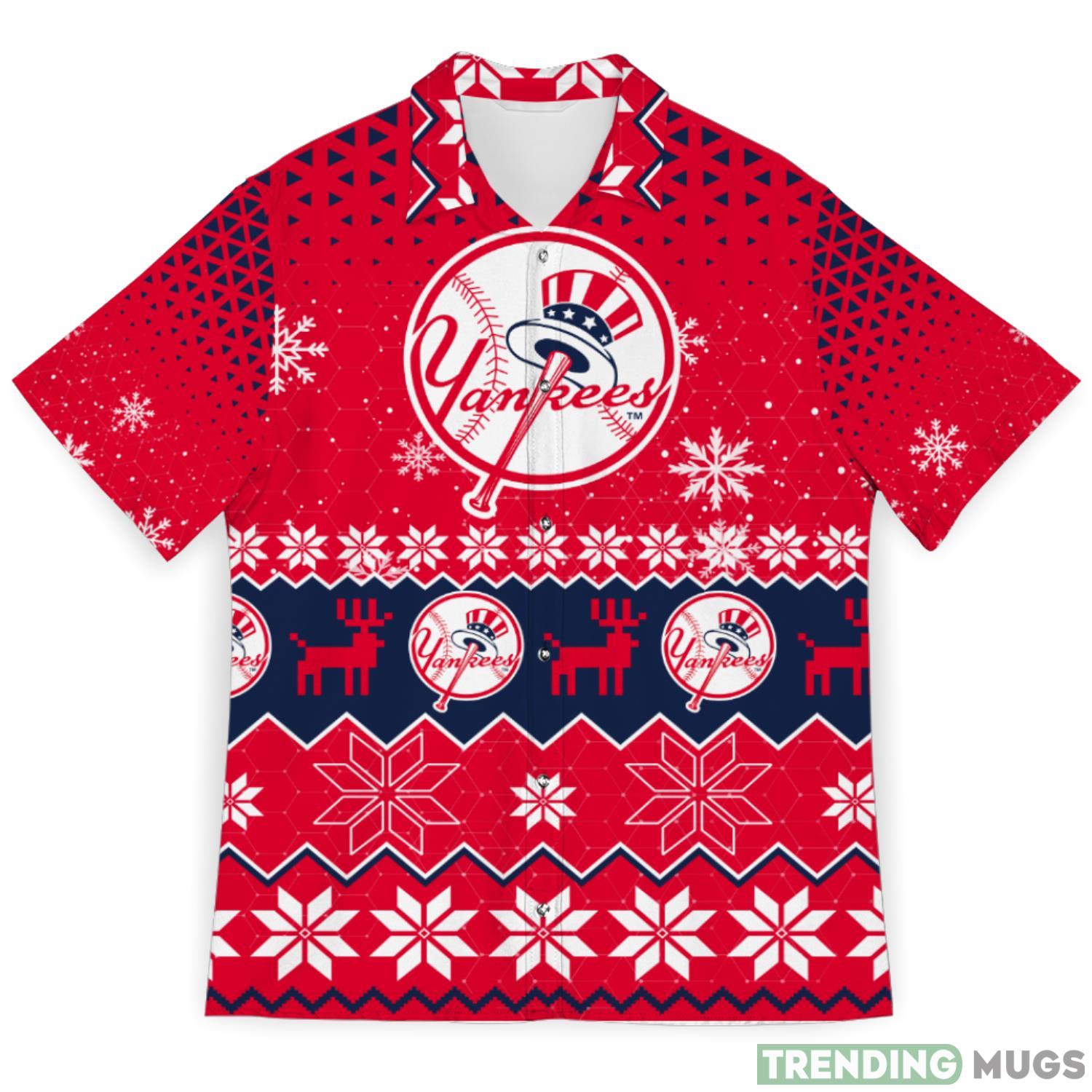 New York Yankees Snowflake Pattern 3D Hawaiian Shirt Christmas Gift Product Photo 1 New York Yankees Snowflake Pattern 3D Hawaiian Shirt Christmas Gift Product Photo 1
