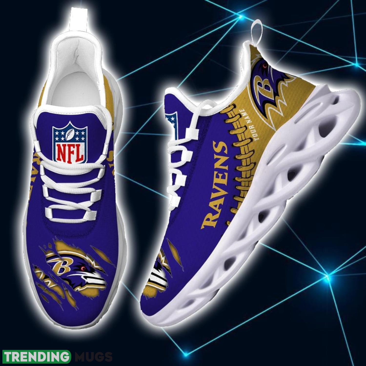 NFL Custom Name Shoes Baltimore Ravens 3D Max Soul Shoes Running Sneakers Max Soul NFL Custom Name Shoes Baltimore Ravens 3D Max Soul Shoes Running Sneakers Max Soul