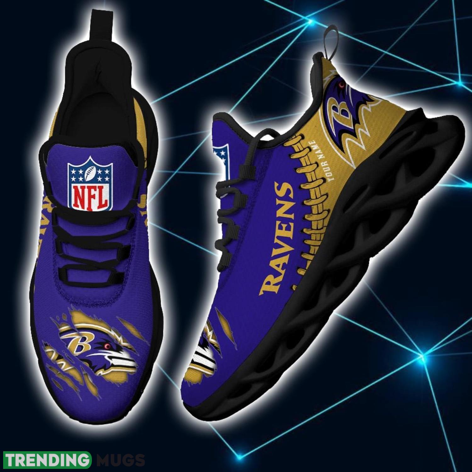 NFL Custom Name Shoes Baltimore Ravens 3D Max Soul Shoes Running Sneakers Max Soul NFL Custom Name Shoes Baltimore Ravens 3D Max Soul Shoes Running Sneakers Max Soul