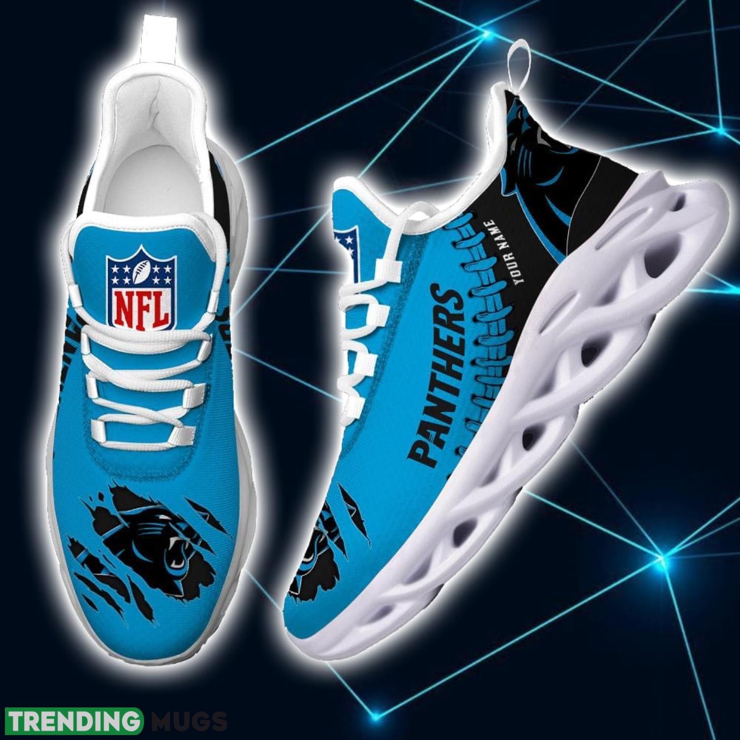 NFL Custom Name Shoes Carolina Panthers 3D Max Soul Shoes Running Sneakers Max Soul NFL Custom Name Shoes Carolina Panthers 3D Max Soul Shoes Running Sneakers Max Soul