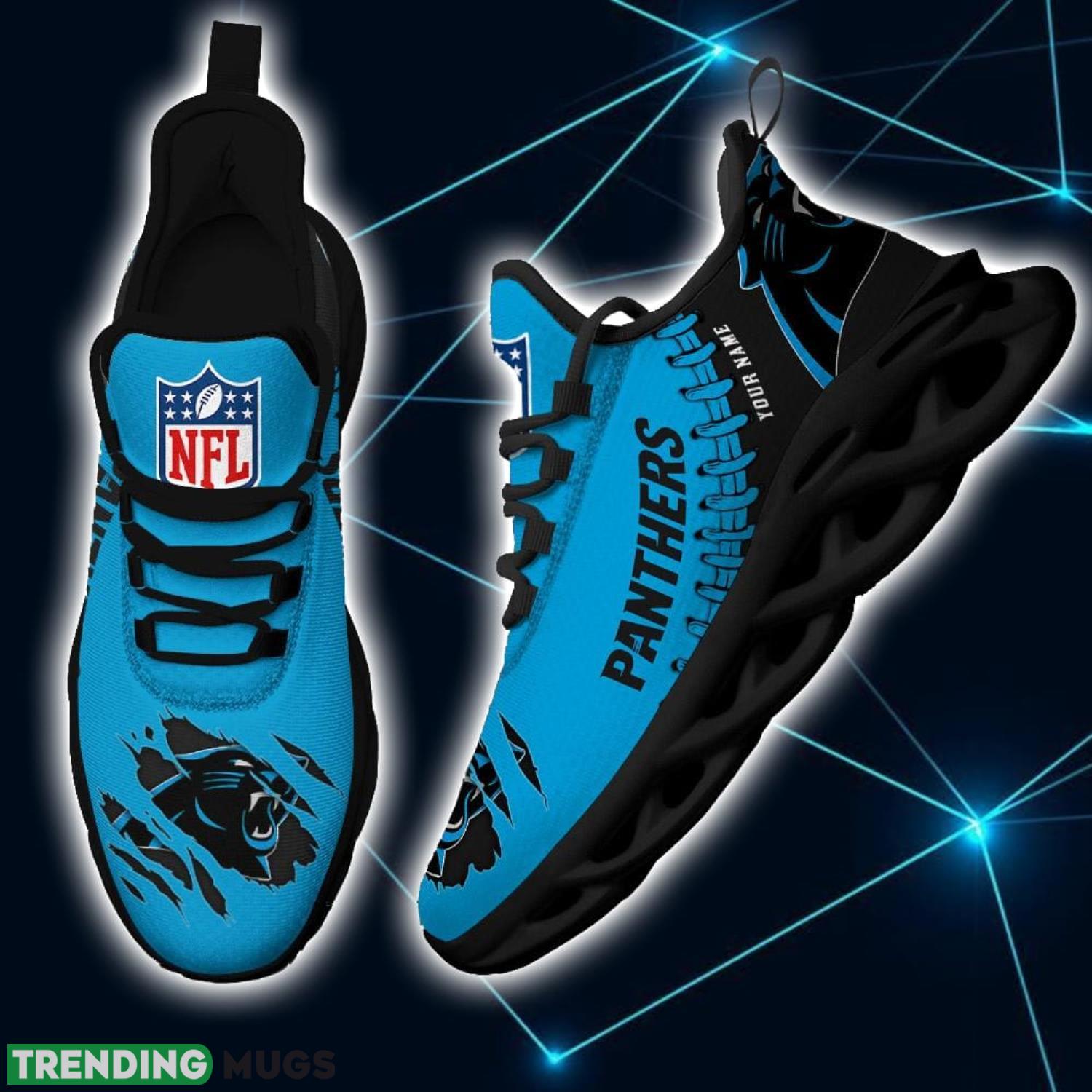 NFL Custom Name Shoes Carolina Panthers 3D Max Soul Shoes Running Sneakers Max Soul NFL Custom Name Shoes Carolina Panthers 3D Max Soul Shoes Running Sneakers Max Soul