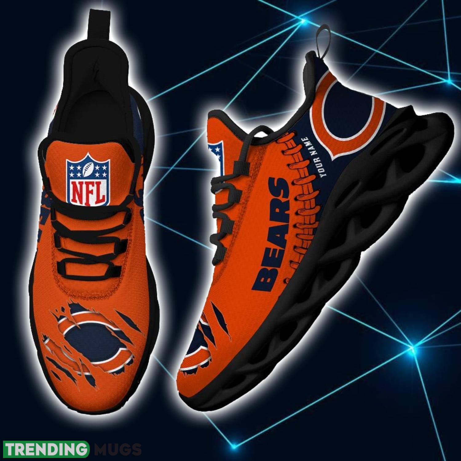 NFL Custom Name Shoes Chicago Bears 3D Max Soul Shoes Running Sneakers Max Soul NFL Custom Name Shoes Chicago Bears 3D Max Soul Shoes Running Sneakers Max Soul