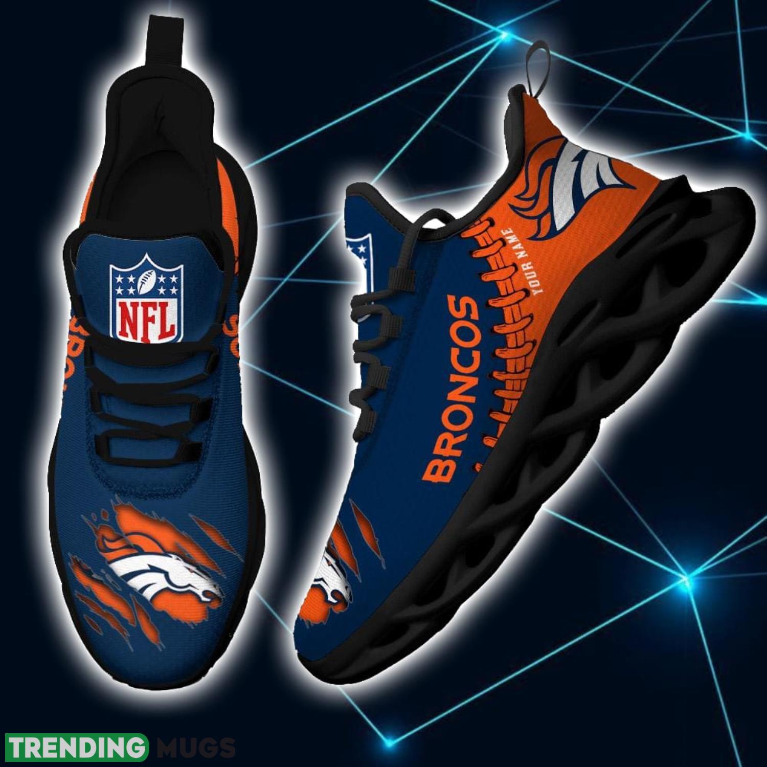 NFL Custom Name Shoes Denver Broncos 3D Max Soul Shoes Running Sneakers Max Soul NFL Custom Name Shoes Denver Broncos 3D Max Soul Shoes Running Sneakers Max Soul