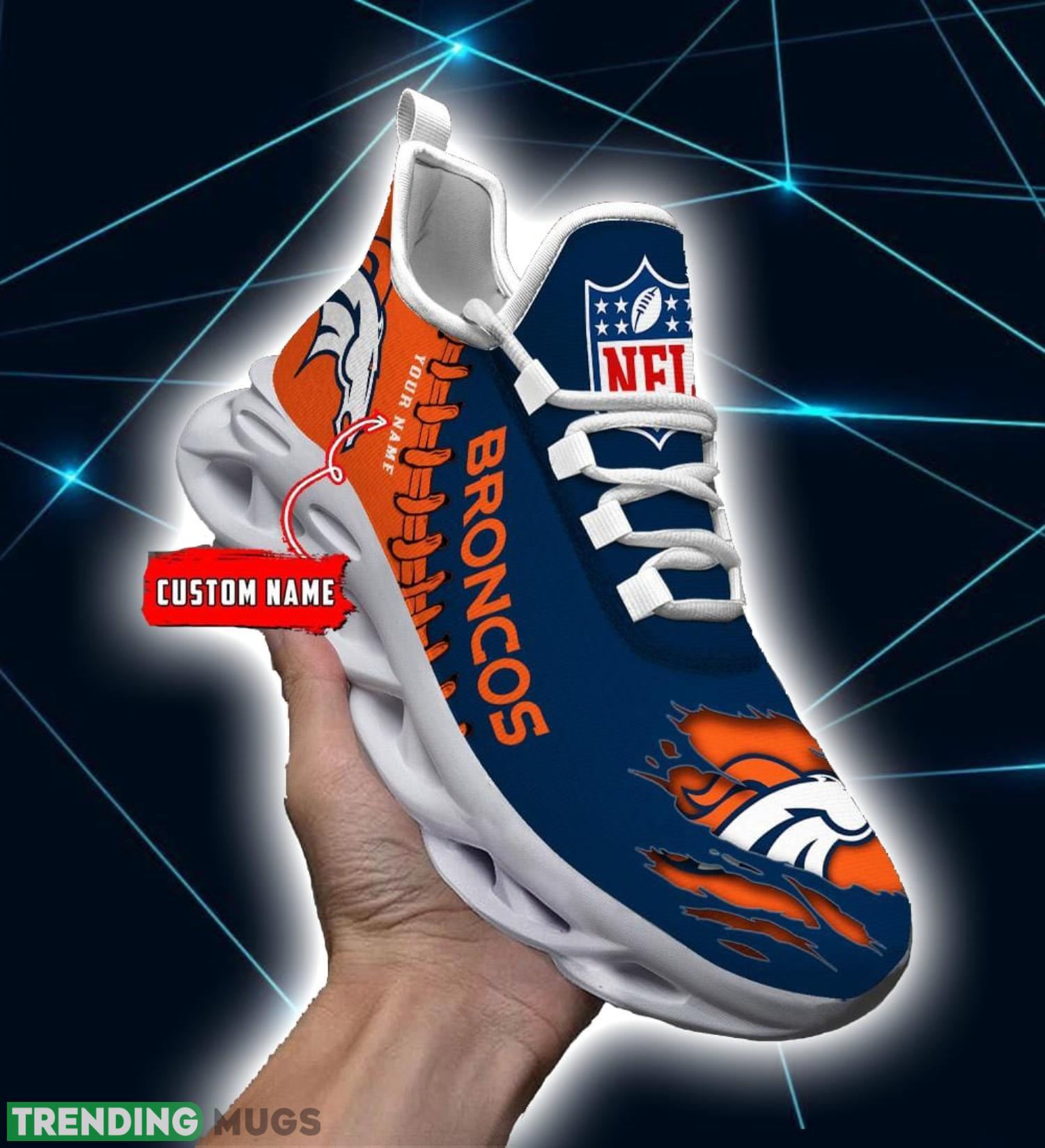 NFL Custom Name Shoes Denver Broncos 3D Max Soul Shoes Running Sneakers Product Photo 1 NFL Custom Name Shoes Denver Broncos 3D Max Soul Shoes Running Sneakers Product Photo 1
