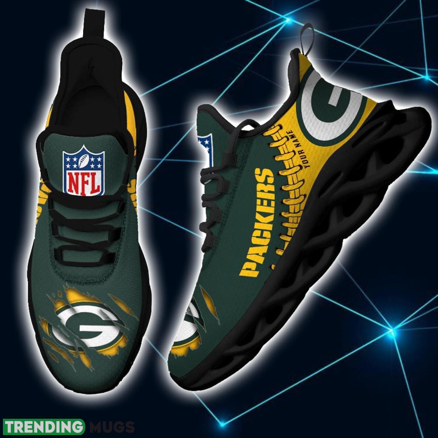 NFL Custom Name Shoes Green Bay Packers 3D Max Soul Shoes Running Sneakers Max Soul NFL Custom Name Shoes Green Bay Packers 3D Max Soul Shoes Running Sneakers Max Soul