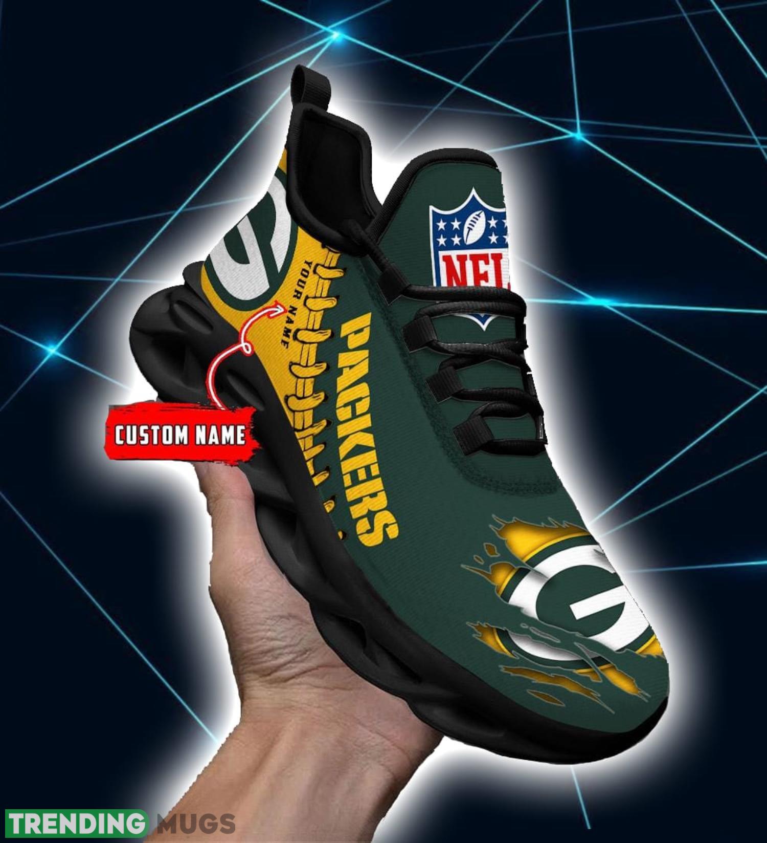 NFL Custom Name Shoes Green Bay Packers 3D Max Soul Shoes Running Sneakers Max Soul NFL Custom Name Shoes Green Bay Packers 3D Max Soul Shoes Running Sneakers Max Soul