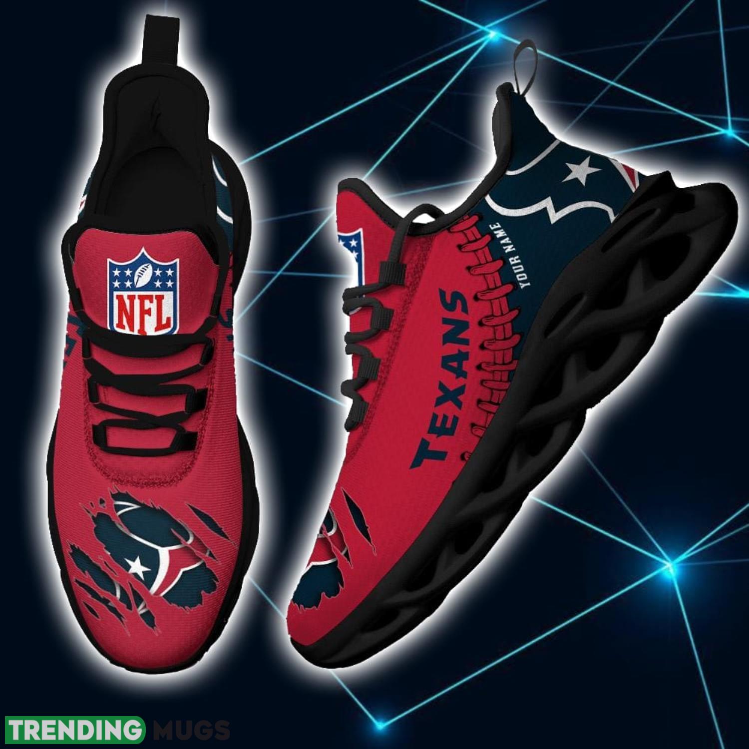 NFL Custom Name Shoes Houston Texans 3D Max Soul Shoes Running Sneakers Max Soul NFL Custom Name Shoes Houston Texans 3D Max Soul Shoes Running Sneakers Max Soul