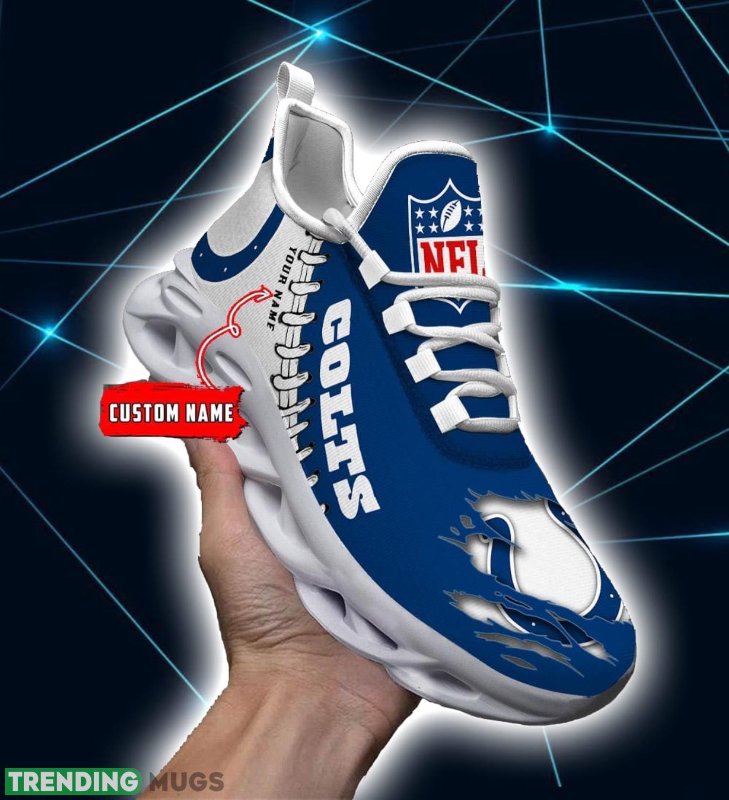 NFL Custom Name Shoes Indianapolis Colts 3D Max Soul Shoes Running Sneakers Product Photo 1 NFL Custom Name Shoes Indianapolis Colts 3D Max Soul Shoes Running Sneakers Product Photo 1