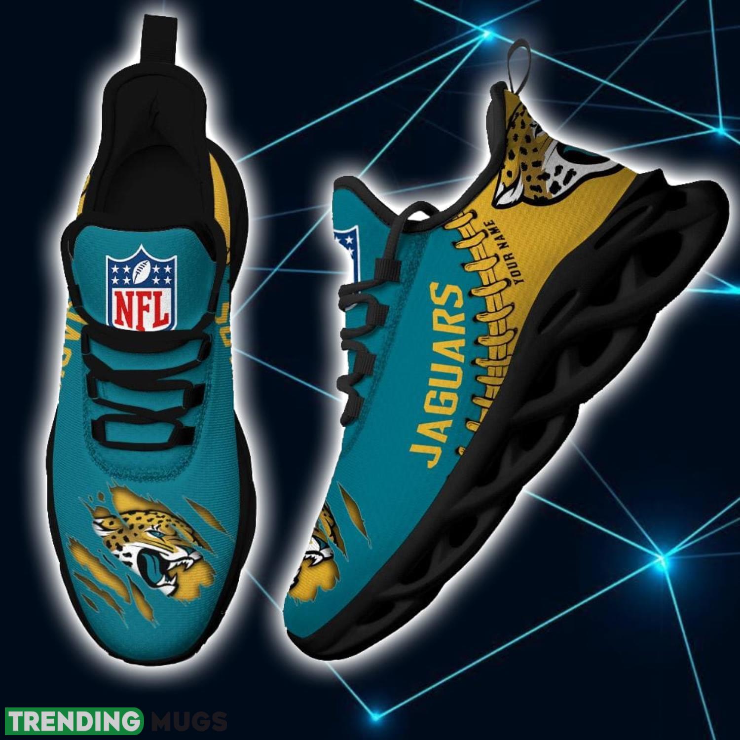 NFL Custom Name Shoes Jacksonville Jaguars 3D Max Soul Shoes Running Sneakers Max Soul NFL Custom Name Shoes Jacksonville Jaguars 3D Max Soul Shoes Running Sneakers Max Soul