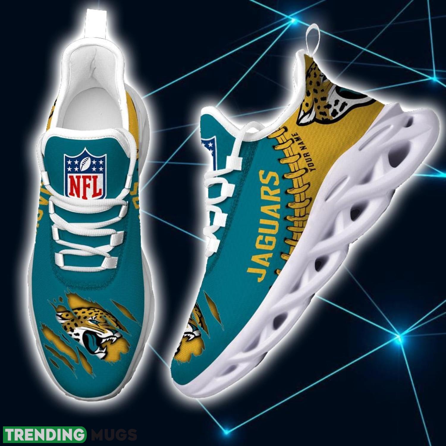 NFL Custom Name Shoes Jacksonville Jaguars 3D Max Soul Shoes Running Sneakers Max Soul NFL Custom Name Shoes Jacksonville Jaguars 3D Max Soul Shoes Running Sneakers Max Soul