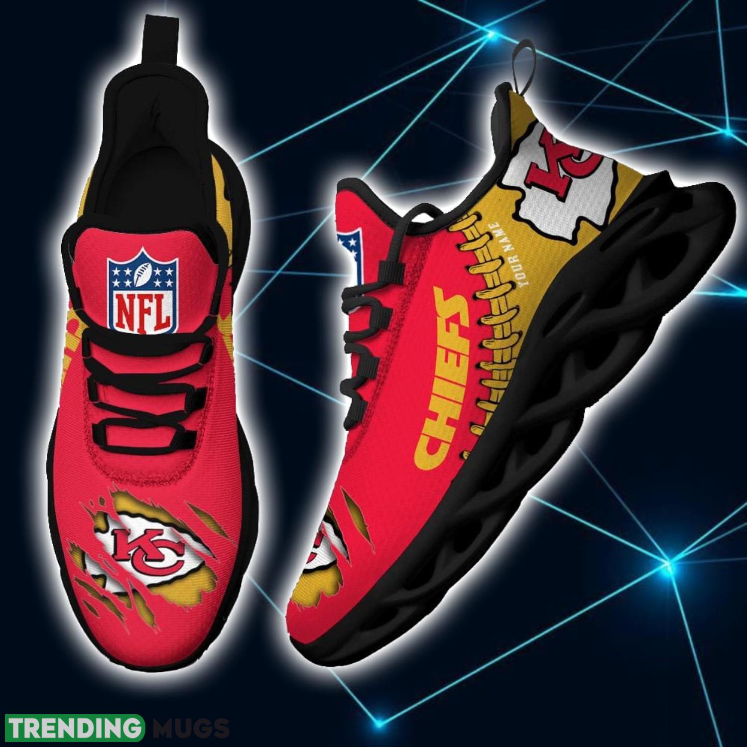 NFL Custom Name Shoes Kansas City Chiefs 3D Max Soul Shoes Running Sneakers Max Soul NFL Custom Name Shoes Kansas City Chiefs 3D Max Soul Shoes Running Sneakers Max Soul