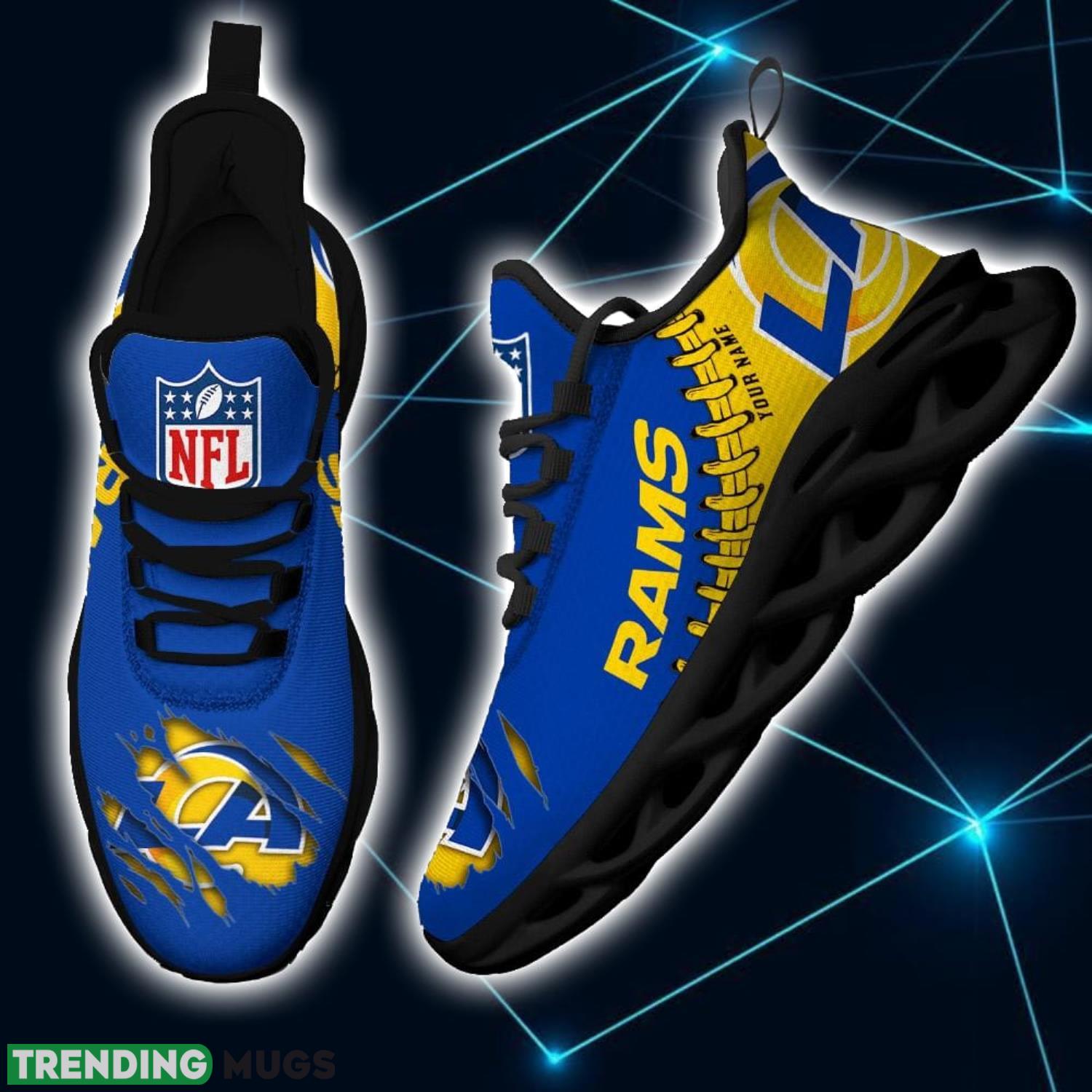 NFL Custom Name Shoes Los Angeles Rams 3D Max Soul Shoes Running Sneakers Max Soul NFL Custom Name Shoes Los Angeles Rams 3D Max Soul Shoes Running Sneakers Max Soul