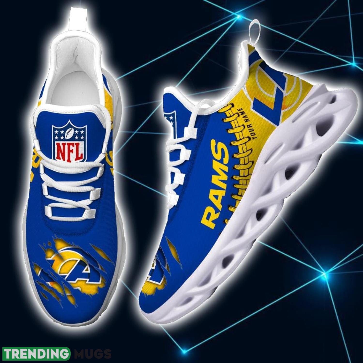 NFL Custom Name Shoes Los Angeles Rams 3D Max Soul Shoes Running Sneakers Max Soul NFL Custom Name Shoes Los Angeles Rams 3D Max Soul Shoes Running Sneakers Max Soul