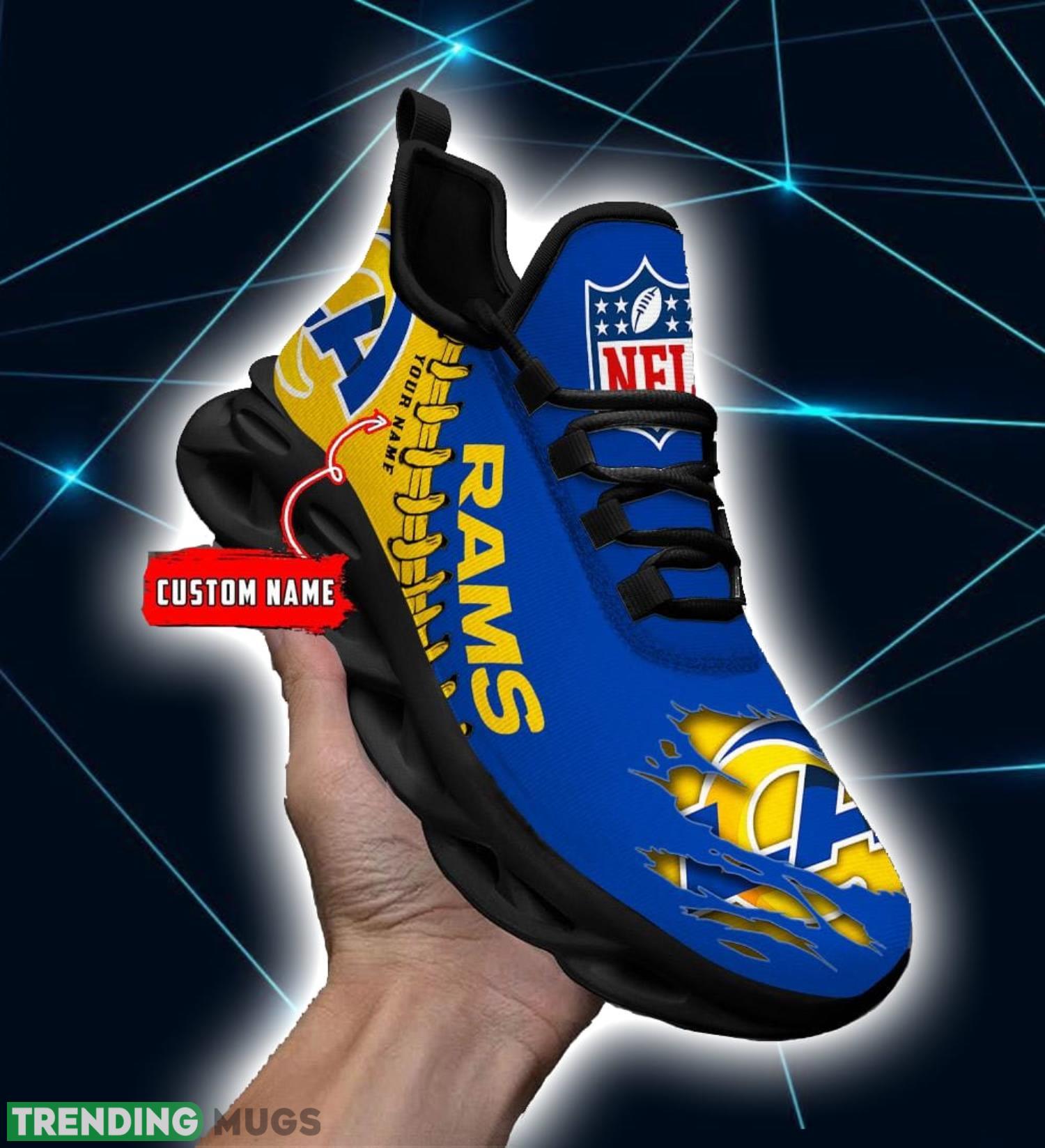 NFL Custom Name Shoes Los Angeles Rams 3D Max Soul Shoes Running Sneakers Max Soul NFL Custom Name Shoes Los Angeles Rams 3D Max Soul Shoes Running Sneakers Max Soul