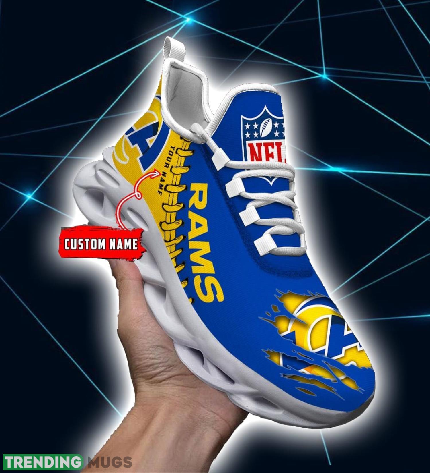 NFL Custom Name Shoes Los Angeles Rams 3D Max Soul Shoes Running Sneakers Product Photo 1 NFL Custom Name Shoes Los Angeles Rams 3D Max Soul Shoes Running Sneakers Product Photo 1