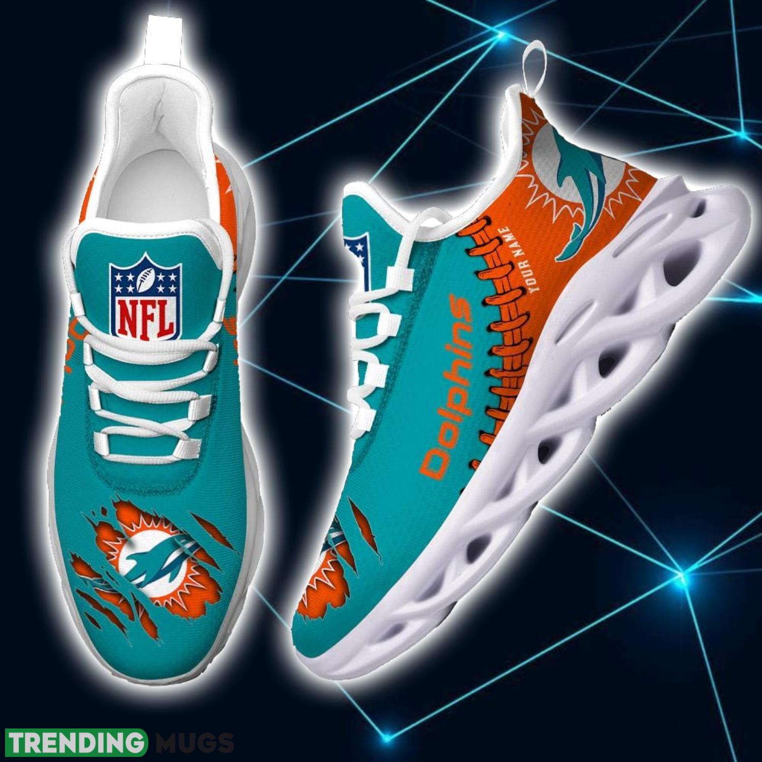 NFL Custom Name Shoes Miami Dolphins 3D Max Soul Shoes Running Sneakers Max Soul NFL Custom Name Shoes Miami Dolphins 3D Max Soul Shoes Running Sneakers Max Soul