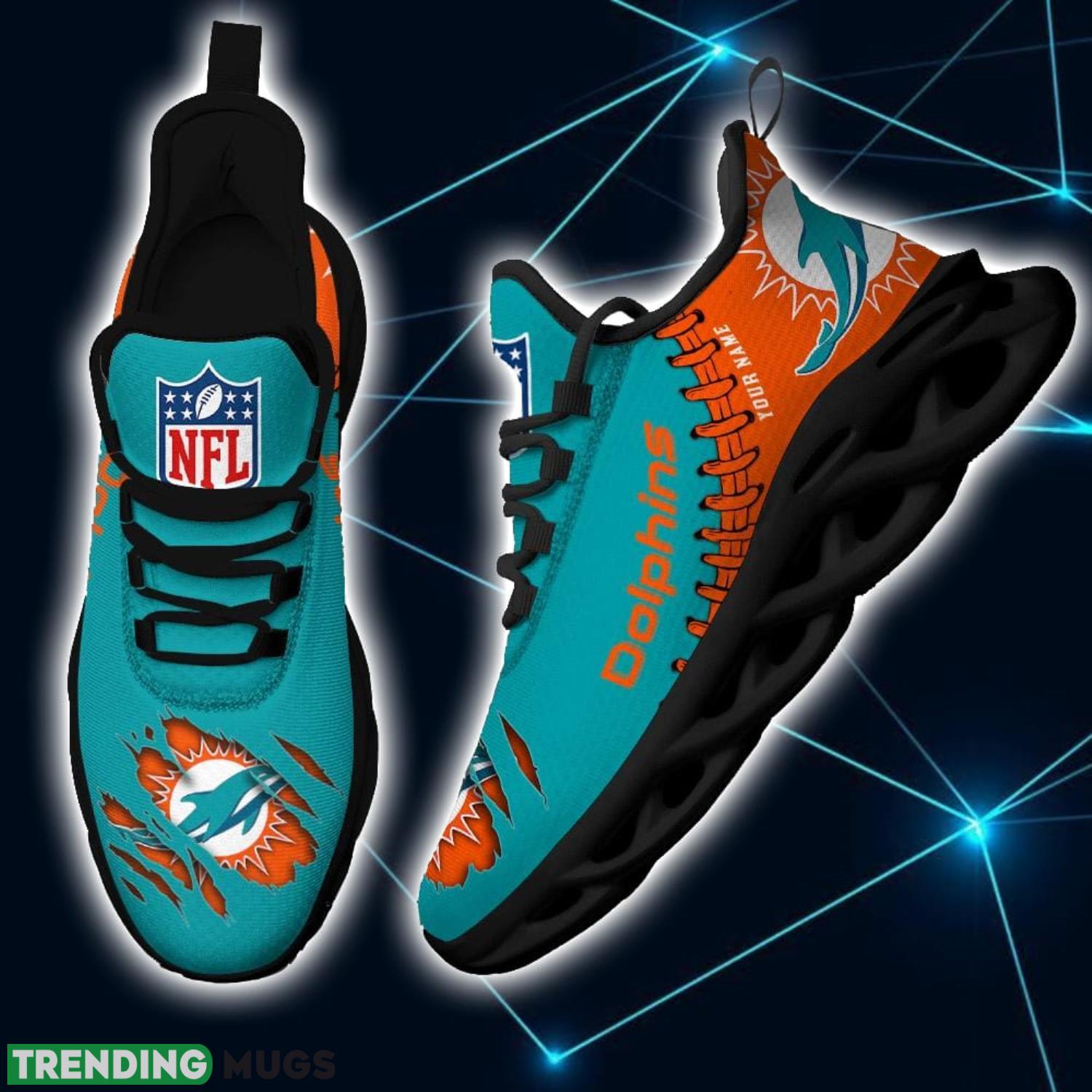 NFL Custom Name Shoes Miami Dolphins 3D Max Soul Shoes Running Sneakers Max Soul NFL Custom Name Shoes Miami Dolphins 3D Max Soul Shoes Running Sneakers Max Soul