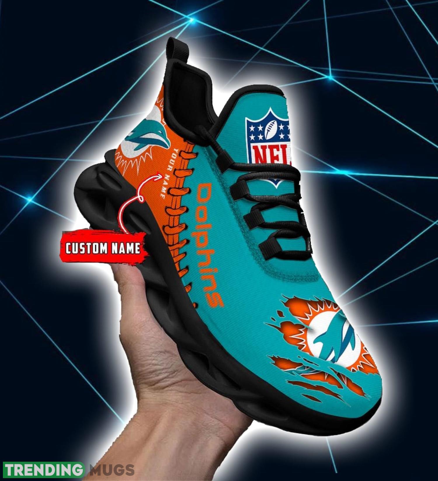 NFL Custom Name Shoes Miami Dolphins 3D Max Soul Shoes Running Sneakers Max Soul NFL Custom Name Shoes Miami Dolphins 3D Max Soul Shoes Running Sneakers Max Soul