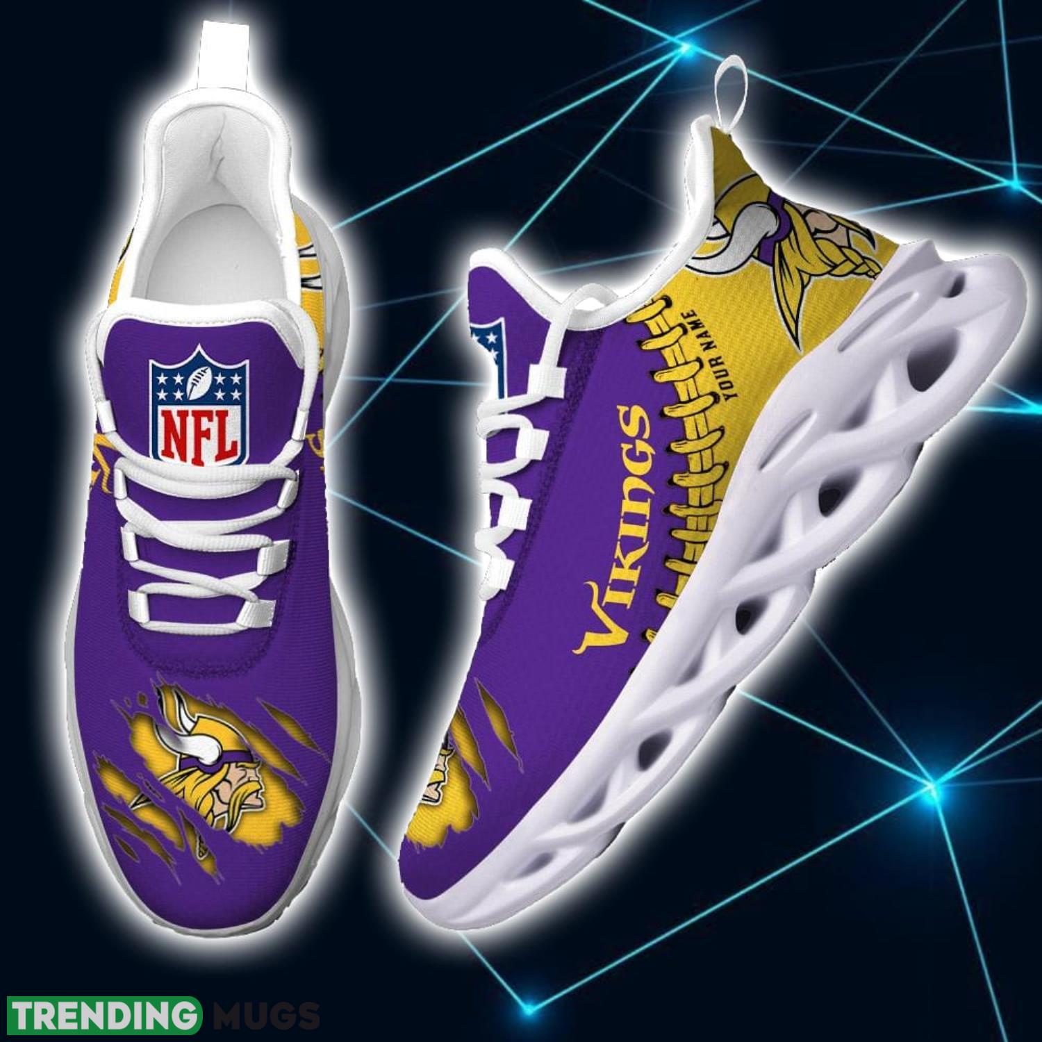 NFL Custom Name Shoes Minnesota Vikings 3D Max Soul Shoes Running Sneakers Max Soul NFL Custom Name Shoes Minnesota Vikings 3D Max Soul Shoes Running Sneakers Max Soul