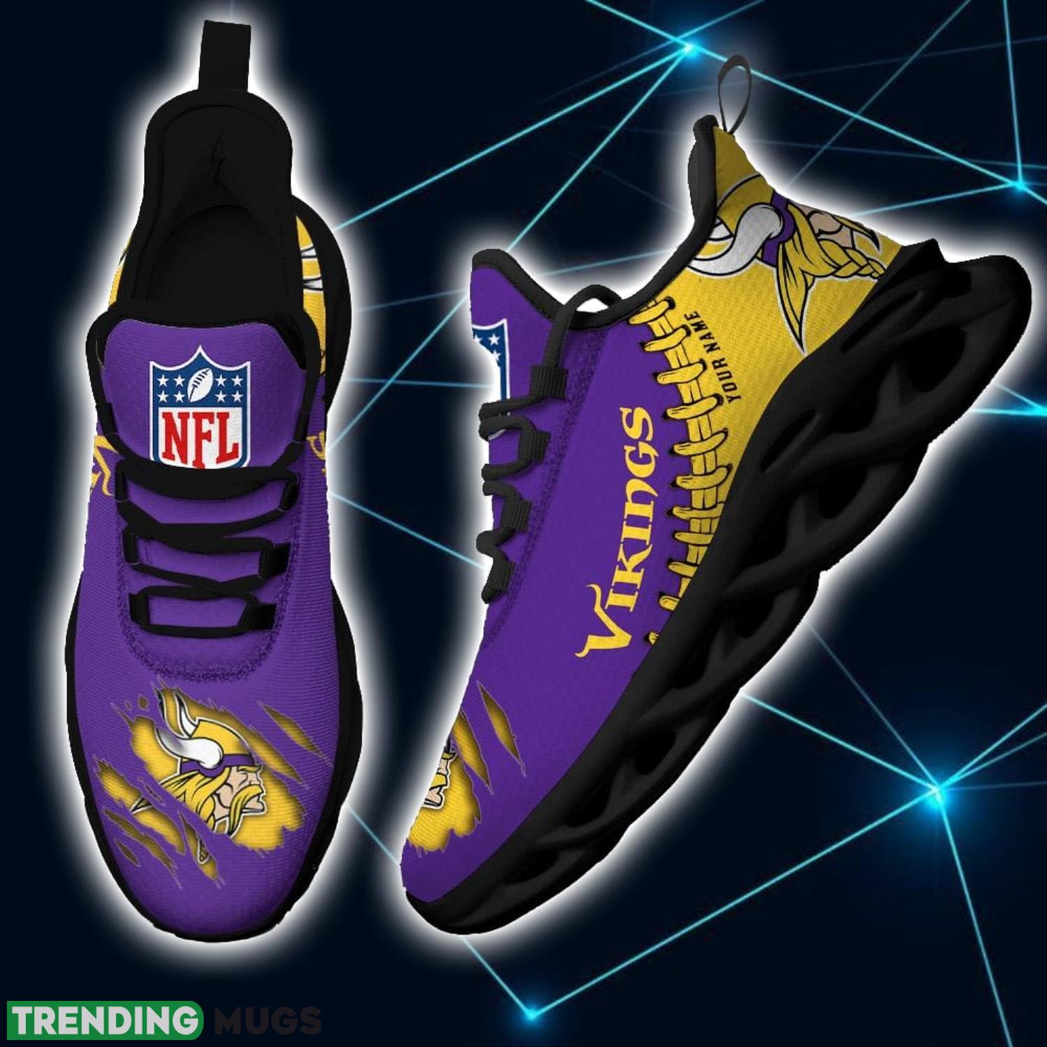 NFL Custom Name Shoes Minnesota Vikings 3D Max Soul Shoes Running Sneakers Max Soul NFL Custom Name Shoes Minnesota Vikings 3D Max Soul Shoes Running Sneakers Max Soul