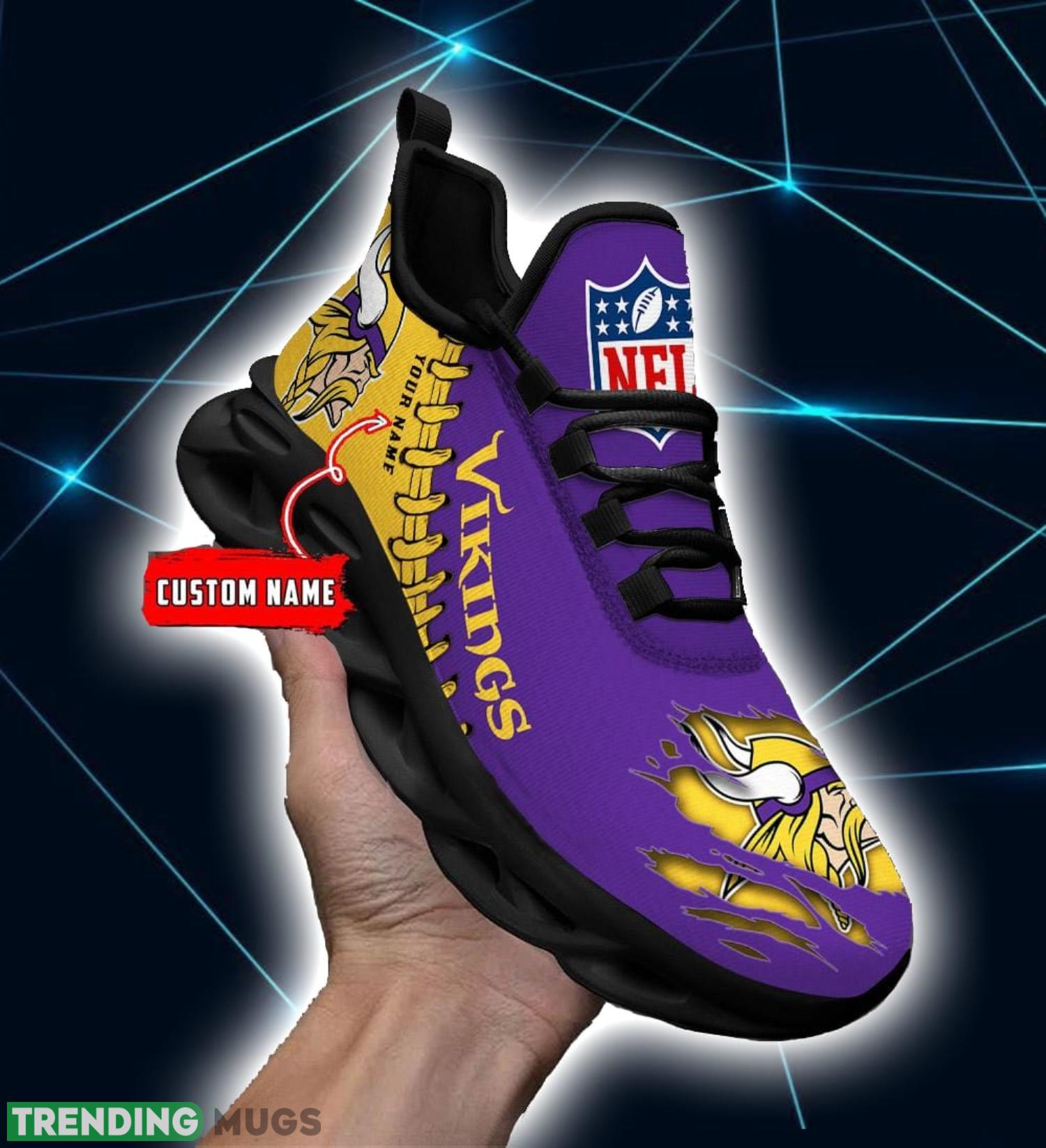NFL Custom Name Shoes Minnesota Vikings 3D Max Soul Shoes Running Sneakers Max Soul NFL Custom Name Shoes Minnesota Vikings 3D Max Soul Shoes Running Sneakers Max Soul
