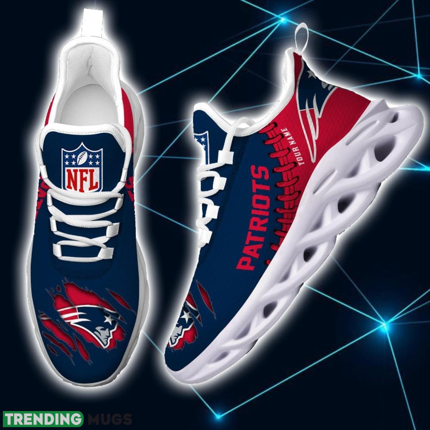 NFL Custom Name Shoes New England Patriots 3D Max Soul Shoes Running Sneakers Max Soul NFL Custom Name Shoes New England Patriots 3D Max Soul Shoes Running Sneakers Max Soul