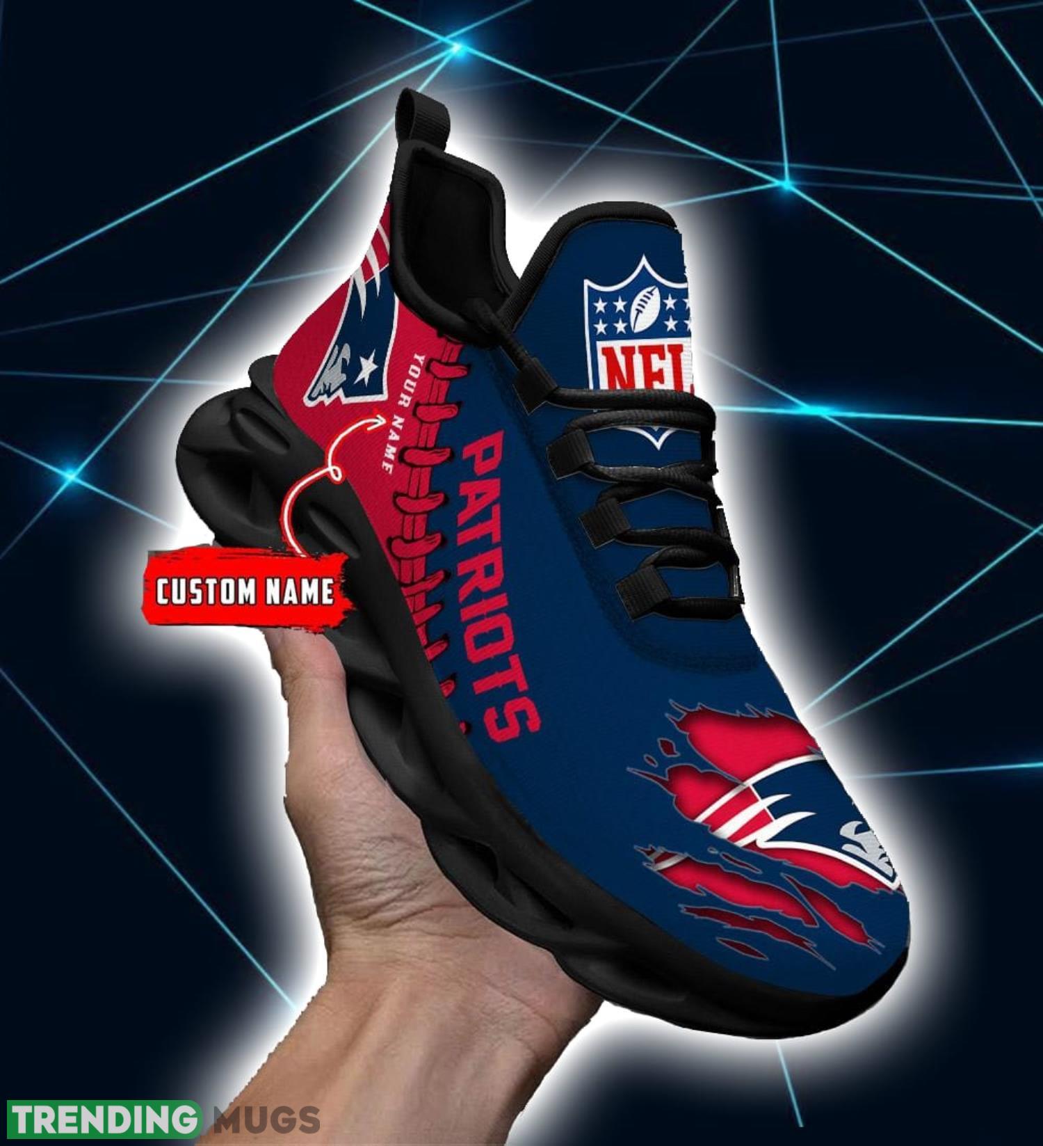 NFL Custom Name Shoes New England Patriots 3D Max Soul Shoes Running Sneakers Max Soul NFL Custom Name Shoes New England Patriots 3D Max Soul Shoes Running Sneakers Max Soul