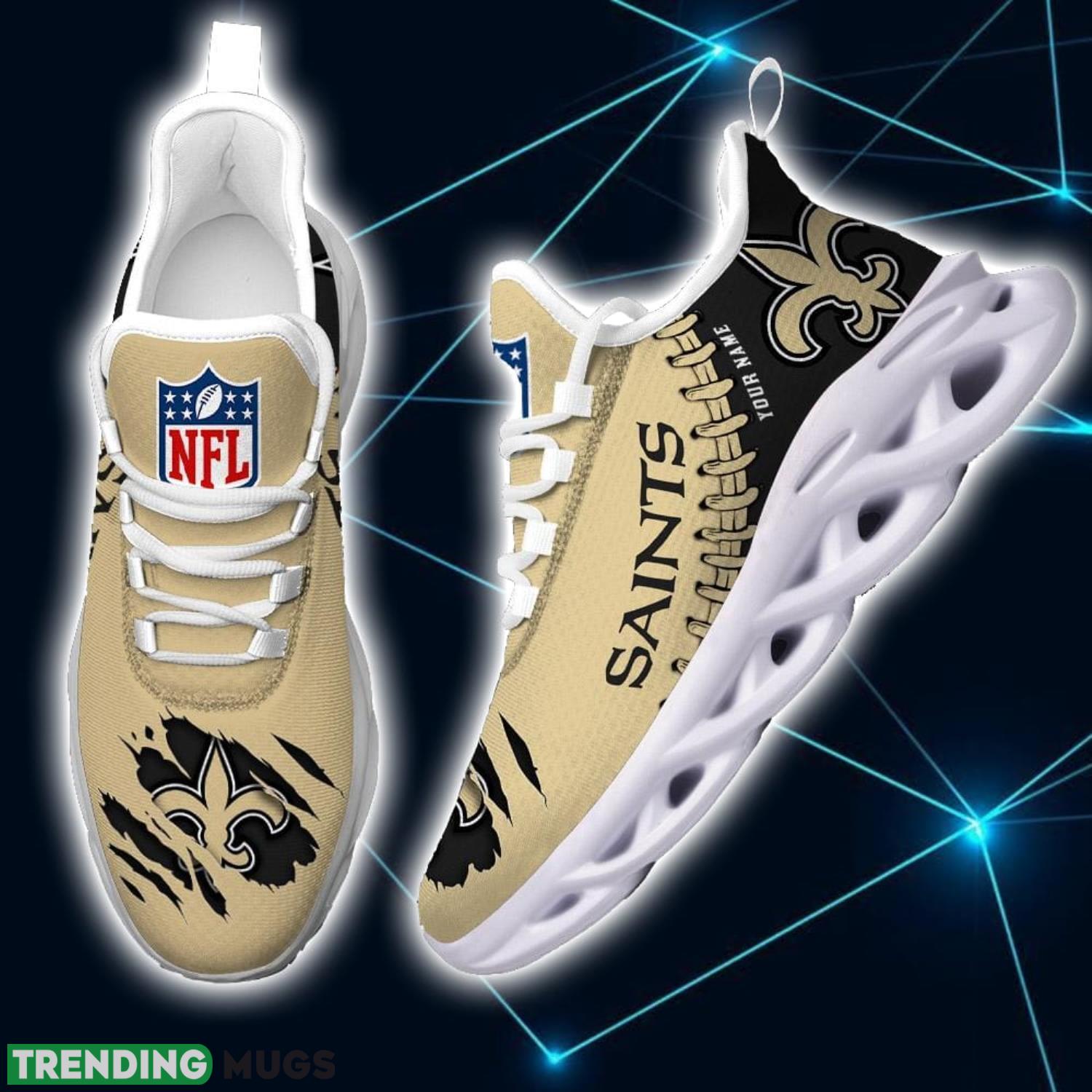 NFL Custom Name Shoes New Orleans Saints 3D Max Soul Shoes Running Sneakers Max Soul NFL Custom Name Shoes New Orleans Saints 3D Max Soul Shoes Running Sneakers Max Soul