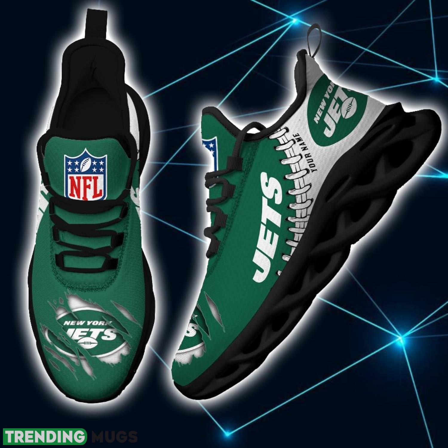NFL Custom Name Shoes New York Jets 3D Max Soul Shoes Running Sneakers Max Soul NFL Custom Name Shoes New York Jets 3D Max Soul Shoes Running Sneakers Max Soul