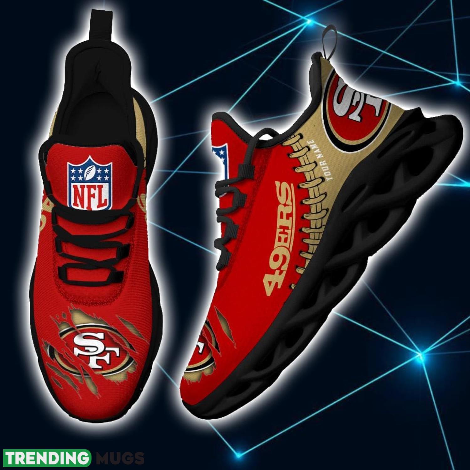NFL Custom Name Shoes San Francisco 49ers 3D Max Soul Shoes Running Sneakers Max Soul NFL Custom Name Shoes San Francisco 49ers 3D Max Soul Shoes Running Sneakers Max Soul