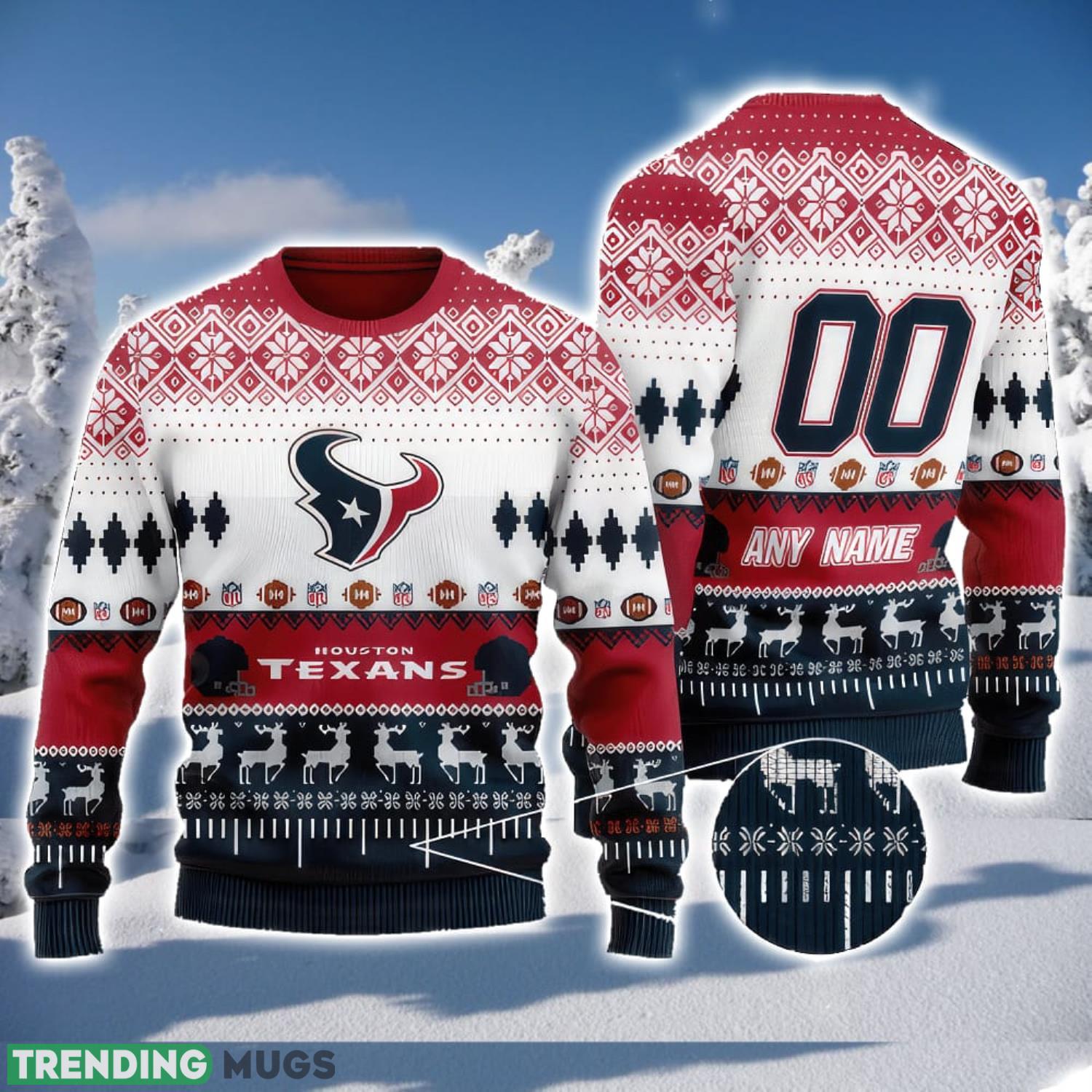 NFL Houston Texans Custom Name And Number 3D Ugly Christmas Sweater Christmas Gift Product Photo 1 NFL Houston Texans Custom Name And Number 3D Ugly Christmas Sweater Christmas Gift Product Photo 1