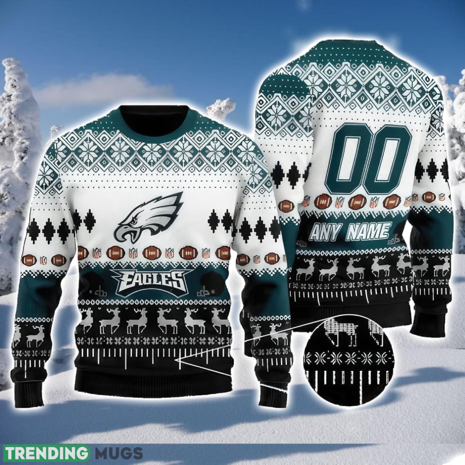 NFL Philadelphia Eagles Custom Name And Number 3D Ugly Christmas Sweater Christmas Gift Product Photo 1 NFL Philadelphia Eagles Custom Name And Number 3D Ugly Christmas Sweater Christmas Gift Product Photo 1