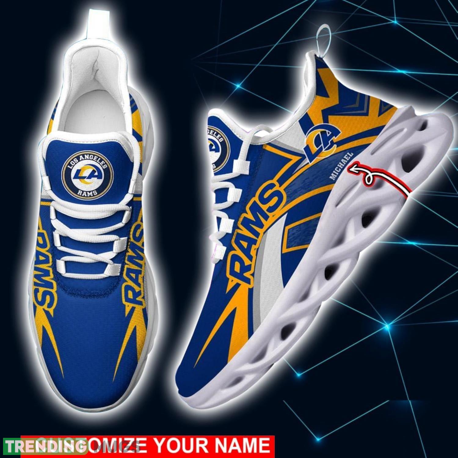 NFL Running Shoes Los Angeles Rams Personalized Max Soul Shoes Sport Fans Sneakers Product Photo 1 NFL Running Shoes Los Angeles Rams Personalized Max Soul Shoes Sport Fans Sneakers Product Photo 1