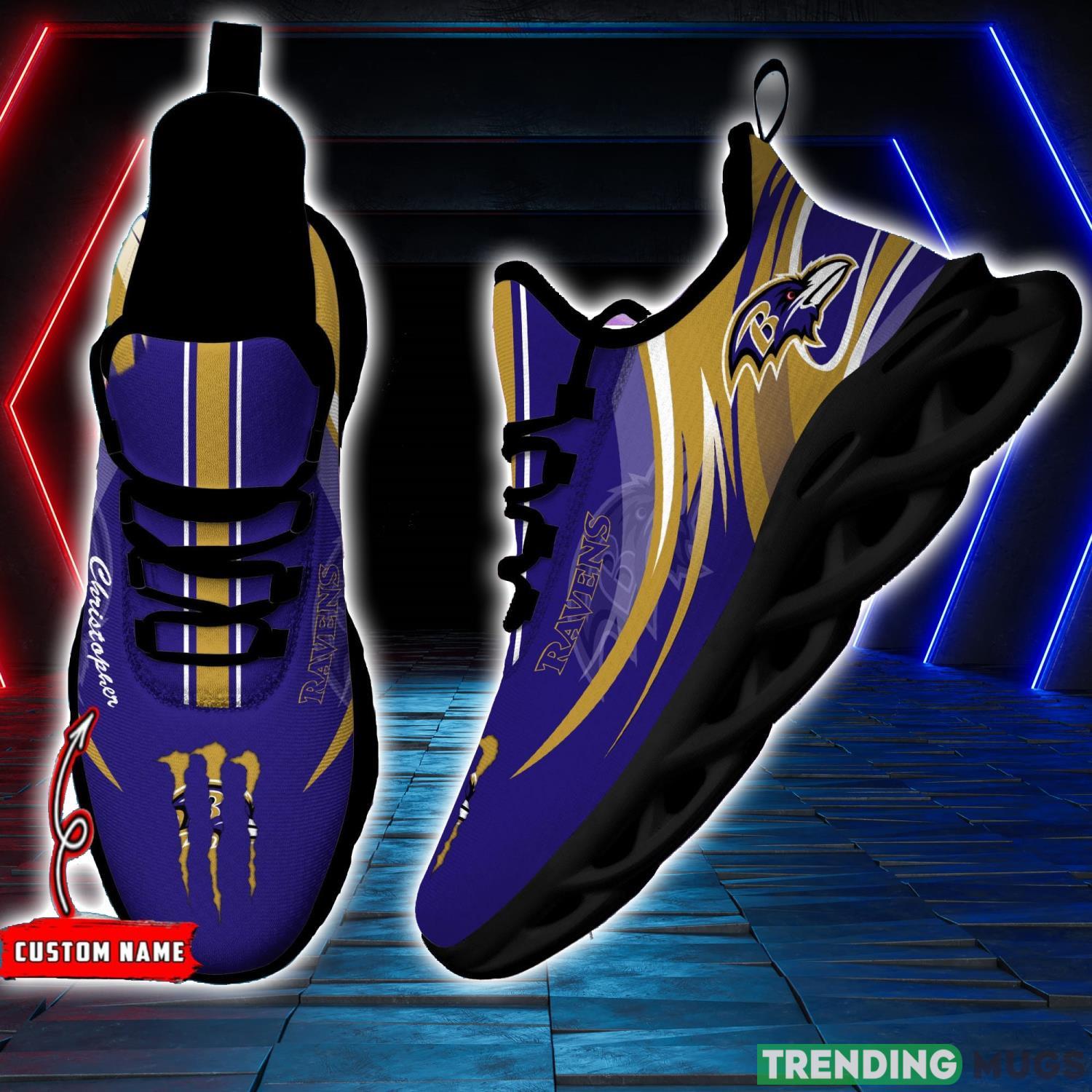NFL Sport Fans Baltimore Ravens Personalized Name Max Soul Men And Women Gift Sneakers Max Soul NFL Sport Fans Baltimore Ravens Personalized Name Max Soul Men And Women Gift Sneakers Max Soul