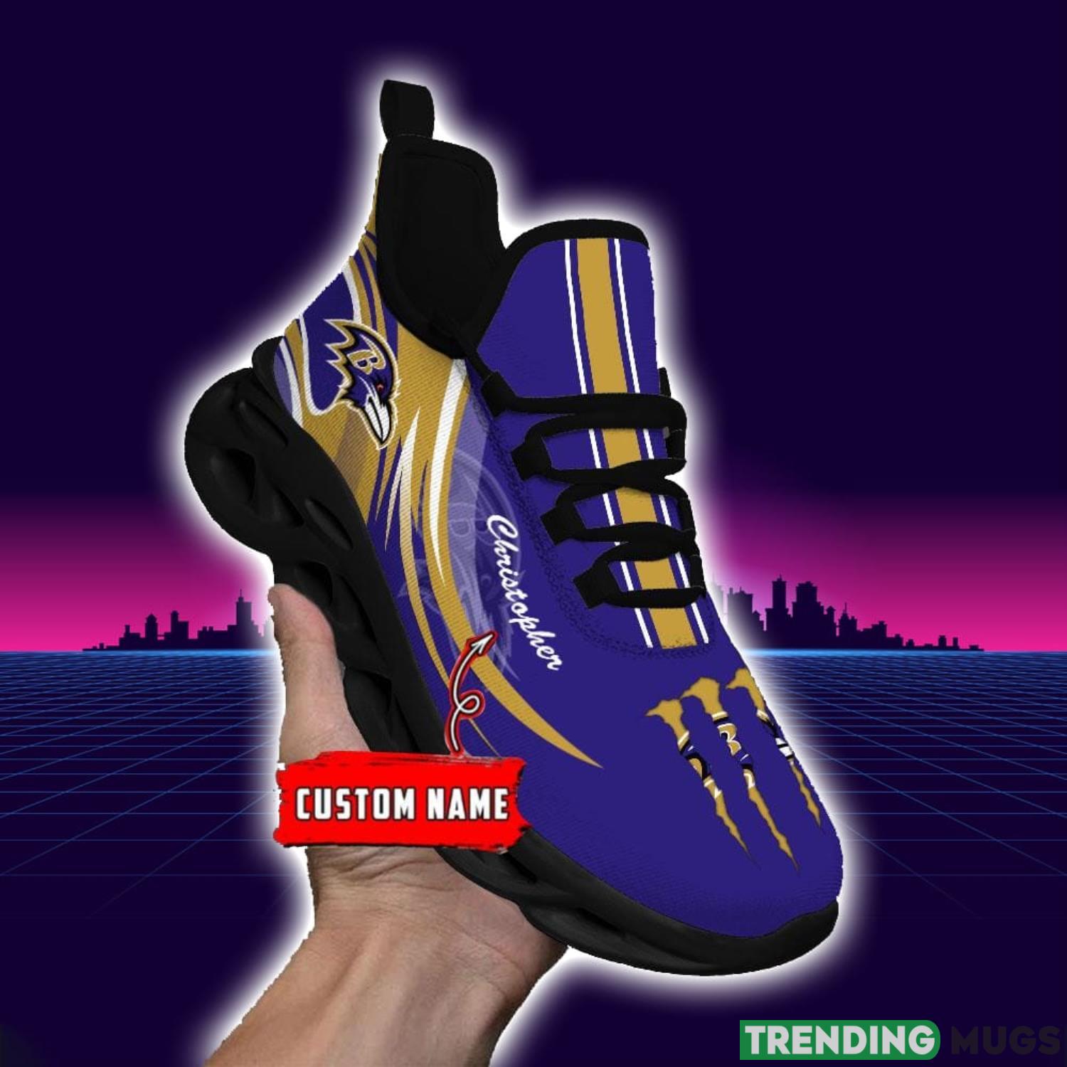 NFL Sport Fans Baltimore Ravens Personalized Name Max Soul Men And Women Gift Sneakers Max Soul NFL Sport Fans Baltimore Ravens Personalized Name Max Soul Men And Women Gift Sneakers Max Soul