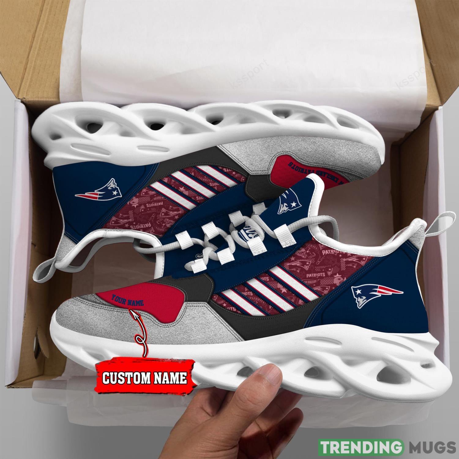 NFL Team New England Patriots Personalized Name Max Soul Men And Women Gift Sneakers Max Soul NFL Team New England Patriots Personalized Name Max Soul Men And Women Gift Sneakers Max Soul
