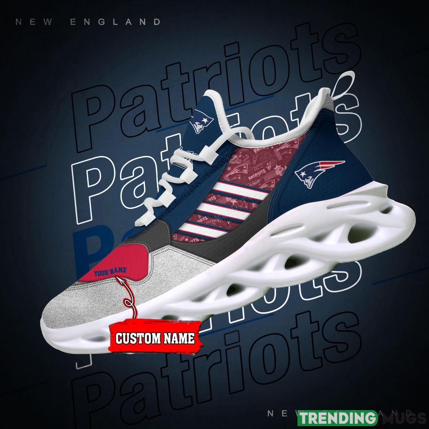 NFL Team New England Patriots Personalized Name Max Soul Men And Women Gift Sneakers Max Soul NFL Team New England Patriots Personalized Name Max Soul Men And Women Gift Sneakers Max Soul