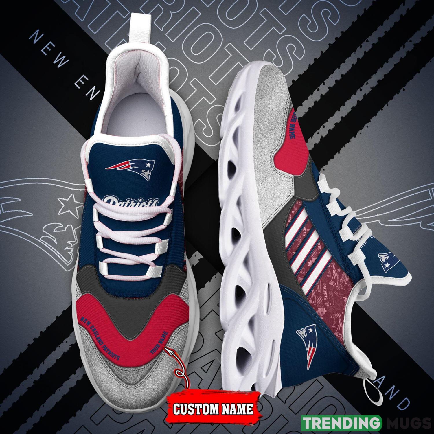 NFL Team New England Patriots Personalized Name Max Soul Men And Women Gift Sneakers Product Photo 1 NFL Team New England Patriots Personalized Name Max Soul Men And Women Gift Sneakers Product Photo 1