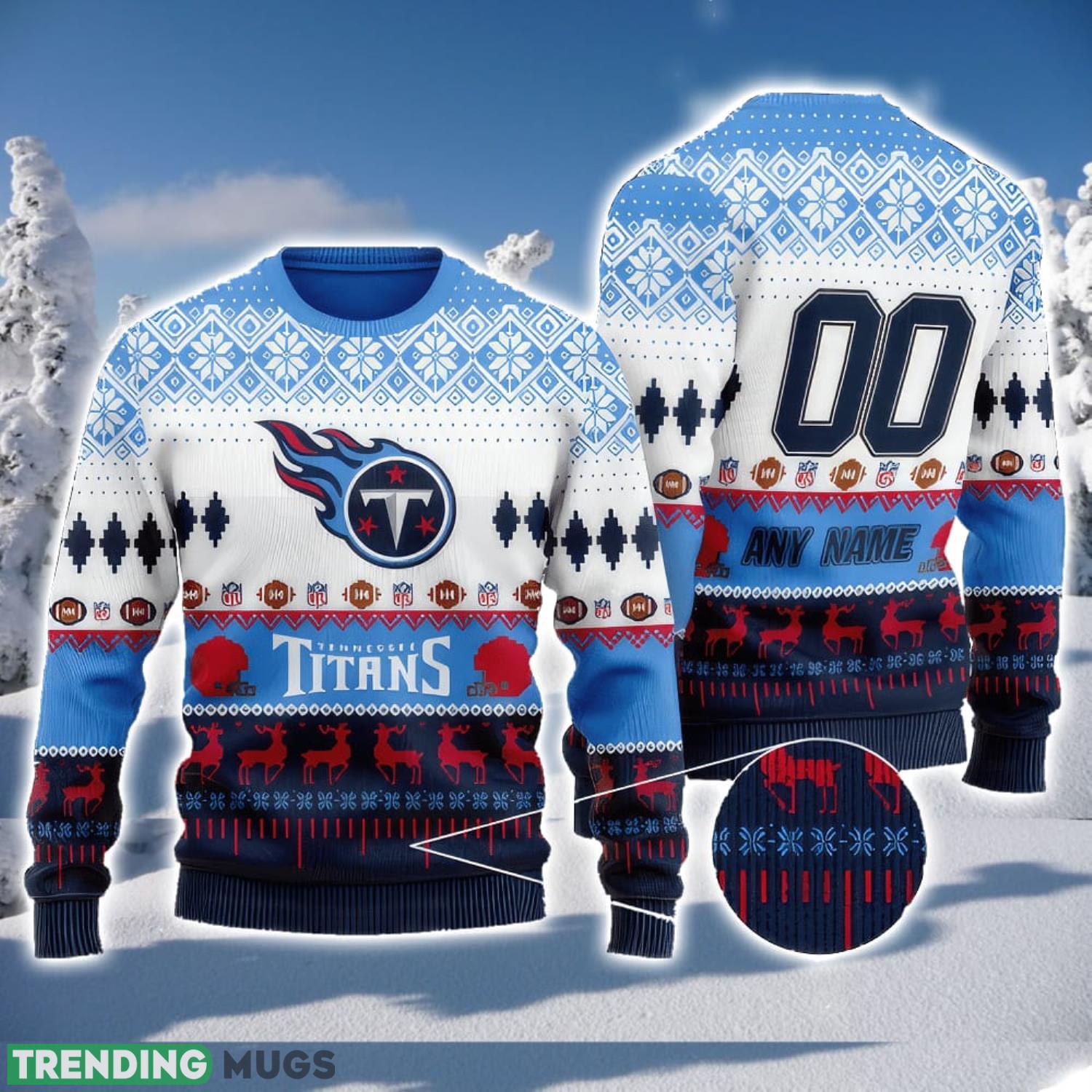 NFL Tennessee Titans Custom Name And Number 3D Ugly Christmas Sweater Christmas Gift Product Photo 1 NFL Tennessee Titans Custom Name And Number 3D Ugly Christmas Sweater Christmas Gift Product Photo 1